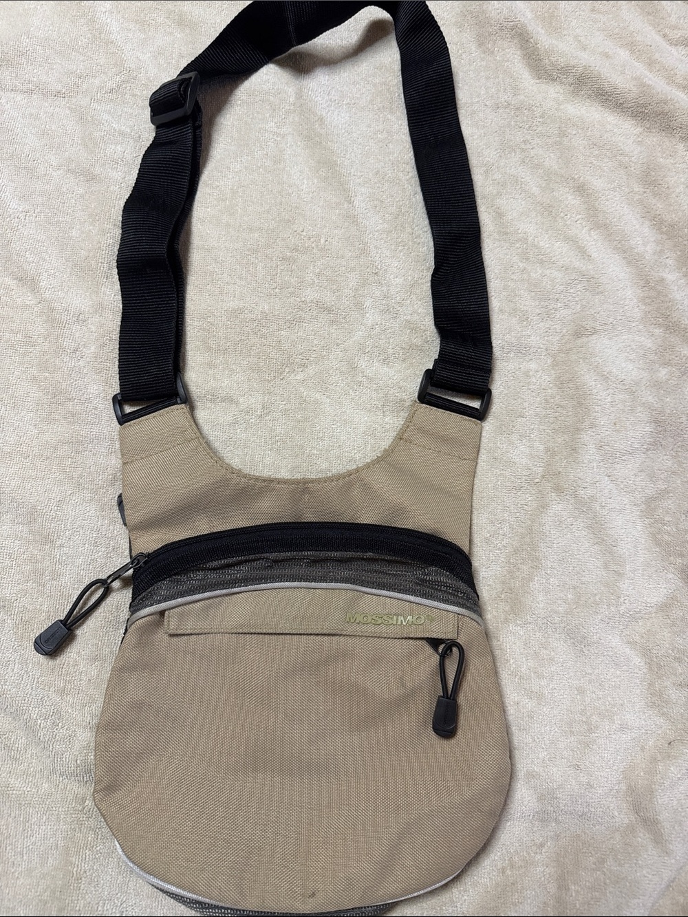 Mossimo Supply Co. Tan Sling Crossbody with Black Strap